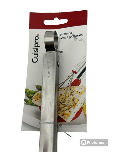 New CUISIPRO 14" Long Fish/Seafood TONGS/TURNER Stainless Steel Silicone Locking - Picture 2 of 5