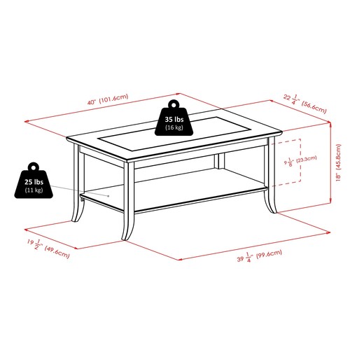 Genoa Rectangular Coffee Table With Glass Top And Shelf Espresso - Picture 6 of 6