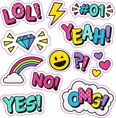 36 Kinder Aufkleber Etiketten Danke Kinder LOL Imoji Herz OMG