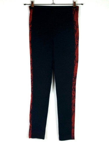 NWOT Zara Basic Sz S Leggings Red Reptile Leg Seam Thick Stretch Skinny - Picture 2 of 8