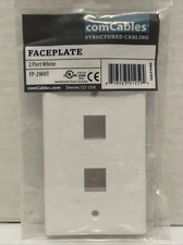 New*comCables 2-Port Wall Faceplate*RJ45*Keystone Jack*Ethernet*White