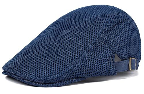 Mens Breathable Mesh Summer Hat Adjustable Newsboy Beret Ivy One Size Navy Blue - Picture 1 of 7