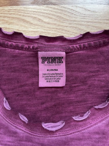 Victoria’s Secret PINK Campus Crew Heather Distressed Raw Hem Medium Round Logo - Picture 7 of 8