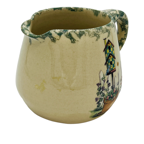 VTG Marshall Pottery Texas 2000 Birdhouse Floral Pitcher signed-Tony Hughington - Picture 2 of 9