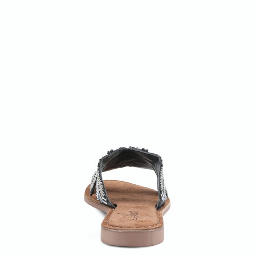 AZURA GEORGYS BLACK BEADED FLAT SLIDE SANDAL SUEDE INSOLE US 8 EUR 38 - Picture 4 of 7