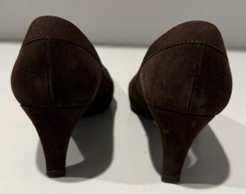 Stuart Weitzman brown suede square toe ribbon trim pumps, size 9M, with box - Picture 4 of 6