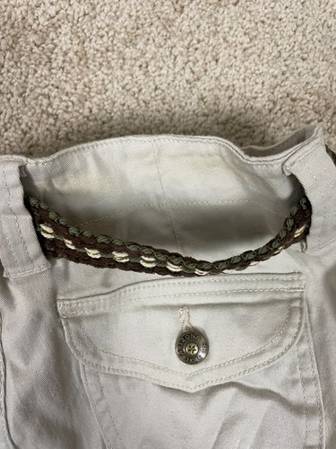 Arizona Jeans Co Cargo Pants Girls 26x29 Regular Fit Bootcut Pockets Belted Gray - Picture 10 of 16