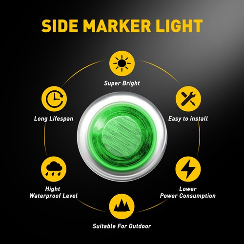 100x Green Side Marker Lights 3/4" Round LED Truck Trailer Bullets Indicator CUS - Picture 4 of 12