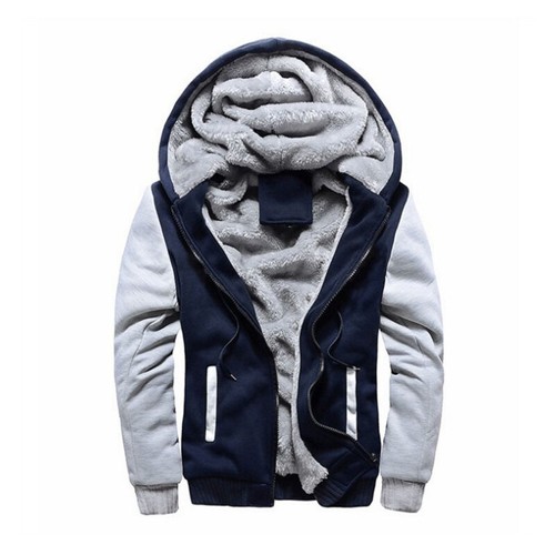Mens Thick Warm Fleece Fur Lined Hoodie Zip Up Winter Coat Jacket Outwear Tops - Picture 5 of 42