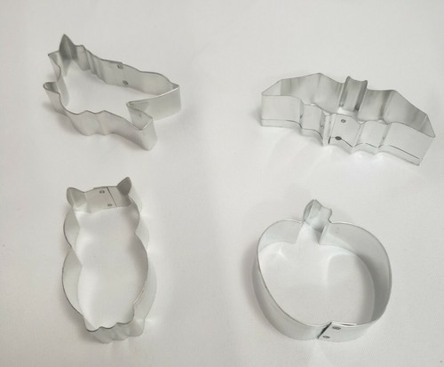 Vintage Halloween Trick or Treat Fall Cookie Cutters Witch Bat Pumpkin Owl 4 pcs