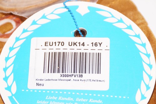 Schöneberger Trachten Kinder Lederhose Wiesnspatz Oktoberfest Gr. 170 Hellbraun - Bild 2 von 3