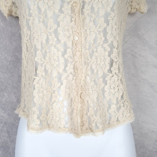 Vintage The Limited Lace Top Womens Small Ivory Short Sleeve Sheer Whimsy Fairy - Picture 7 of 17