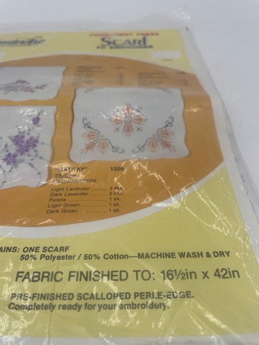 1 WonderArt Permanent Press Scarf To Embroider - Picture 3 of 6