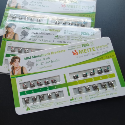 Dental 200 X Metal Brackets Orthodontic Monoblock Mini Roth 022 Slot 345 Tooth - Picture 1 of 11