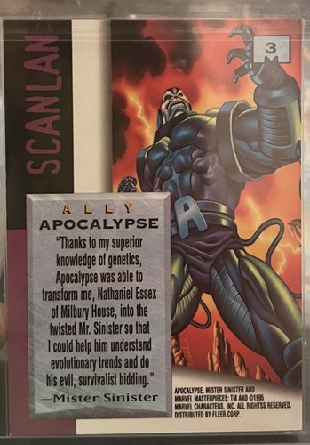 1995 Marvel Masterpieces APOCALYPSE EMOTION GOLD FOIL SIGNATURE CARD, #3 - Bild 2 von 3