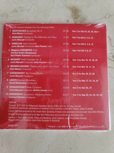New York Philharmonic Symphony Music From The 2010/2011 Season CD NEW - Picture 2 of 2