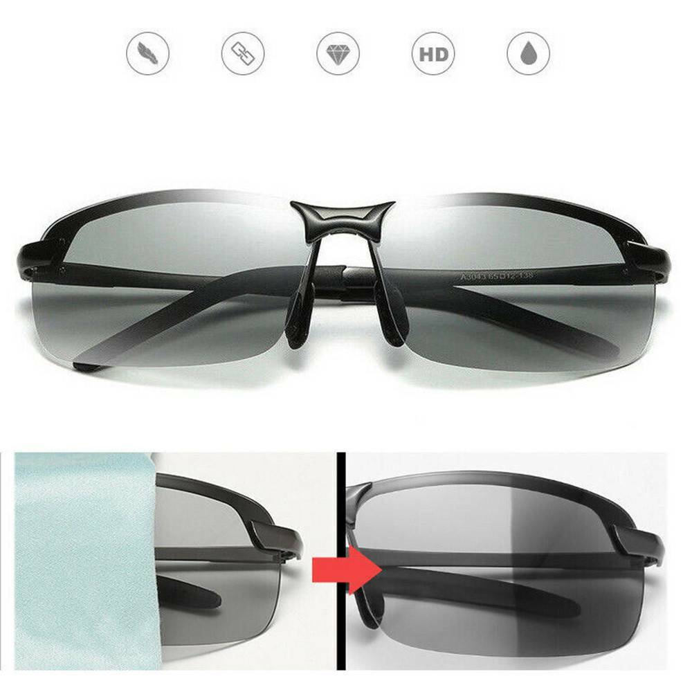 Men's Photochromic Polarized Sunglasses Day and Night Driving Sports