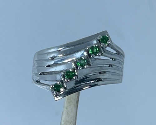 Anillo Tsavorita 14k, blanco, amarillo, rosa G, tamaño gratuito, EE. UU. - Imagen 5 de 8