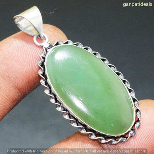 Grüne Jade Edelstein ethnische Handarbeit Anhänger Schmuck 2" GP-26068