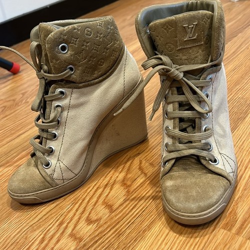 Louis Vuitton Beige Batignolles Wedge High Top Sneaker Gr. 37 Damen Schnürer - Bild 10 von 10