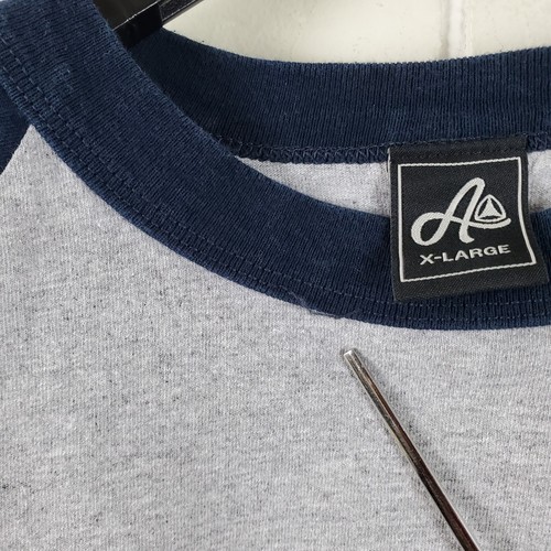 Active Shirt Mens Extra Large Gray Blue Crew Neck 3/4 Sleeve Raglan Graphic - Picture 10 of 16
