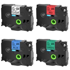 4PK Compatible with Brother TZ151 451 551 751 Clear/Red/Blue/Green Label Tape