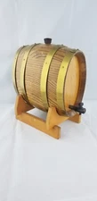 Countertop Oak Wooden Barrel W/Valve, Filling Bung And Stand Decor Or Use