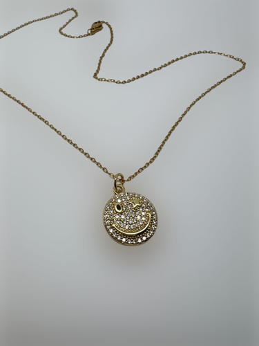 Smiley face necklace smile gold charm Emoji happy Jewelry inspirational - Picture 4 of 17