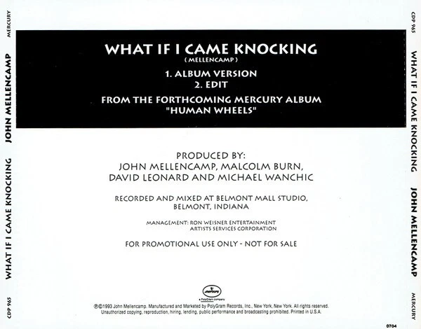 John Mellencamp - What If I Came Knocking Promo (CD) Foto 3 de 3