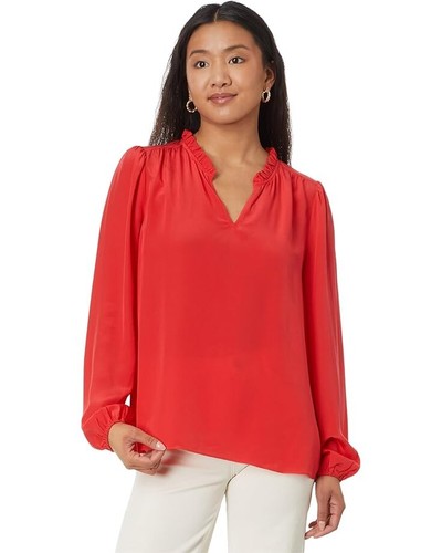 NWT LILLY PULITZER Giana 100% SILK Top AMARYLLIS RED S - Picture 5 of 9