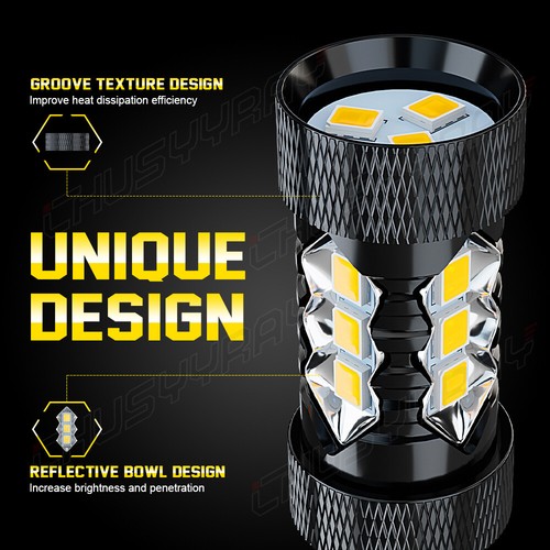 5202 H16 LED Fog Light Bulb For Chevy Silverado 1500 2007-2015 Yellow 3000K 80W - Picture 10 of 10