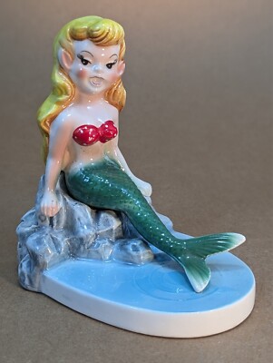 NORCREST PIXIE KITCHEN MERMAID SITTING ON ROCKS 4.5'' TALL MADE IN JAPAN