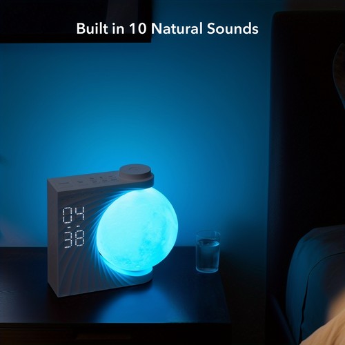 Reloj Despertador Amanecer, Luz Luna Noche 15 Sonidos Doble Alarma, Sonido Ruido Blanco - Imagen 6 de 10