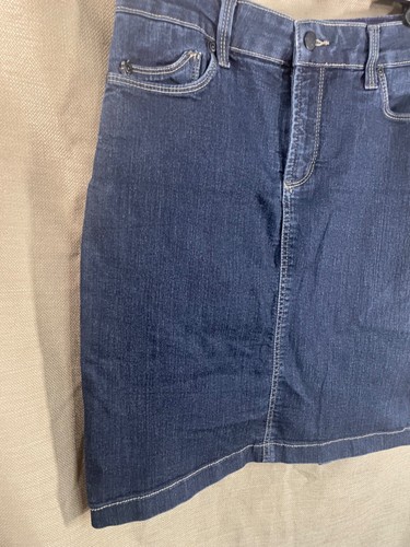 Falda Jean NYDJ 6P Algodón Poliéster Mezcla Spandex Cremallera Botón Frontal - Imagen 3 de 12