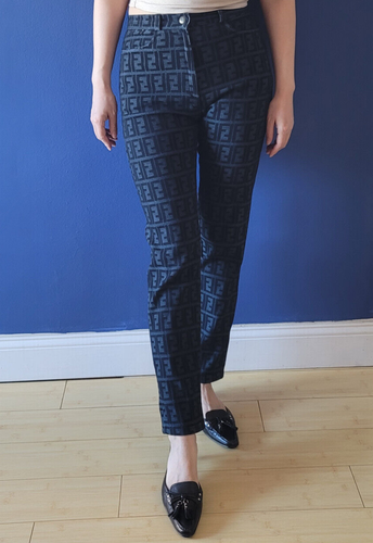 Fendi Vintage Roma Gilmar monogram Cotton Jeans Pants Sz Small - Picture 7 of 8