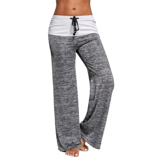 Damen Kordelzug Yogahose Sommer Sport Weites Bein Lose Jogginghose Freizeithose- - Bild 15 von 18