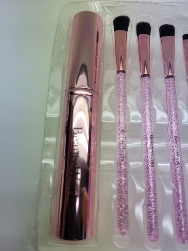 5-teiliges Make-up Pinsel Set mit Reiseetui Rosa Glitzer BeautyWorks NYC ** 2 Sets ** - Bild 11 von 12