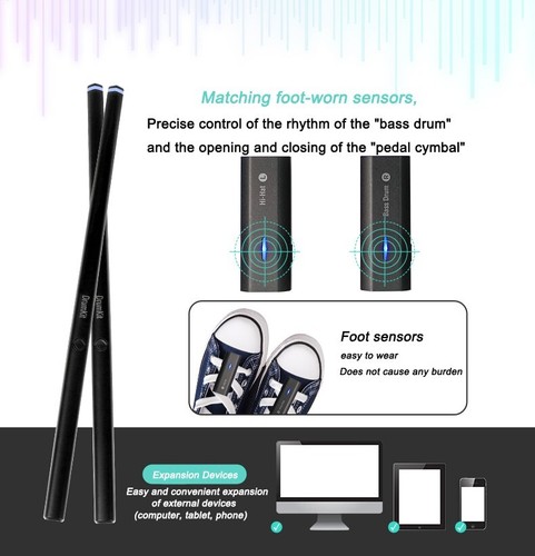 Virtual Drum Kit VR Electric Drum Portable Drum Kit Bluetooth MIDI Support Gifts - Picture 10 of 14