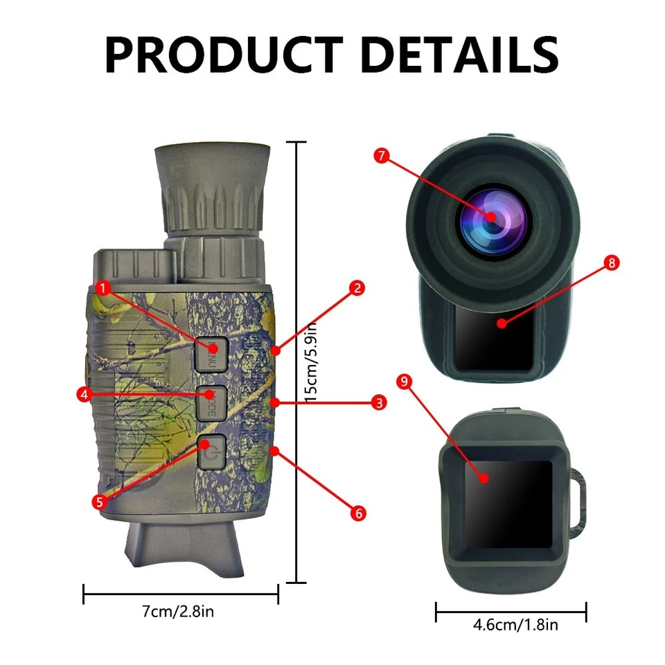 Gafas de visión nocturna - Monoculares de visión nocturna 4K equipo y equipo de pesca Foto 3 de 4