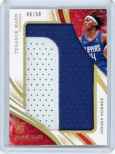 2019-20 Panini Immaculate Jersey Number Rookie Jumbo patch #JP-TMN Terance Mann
