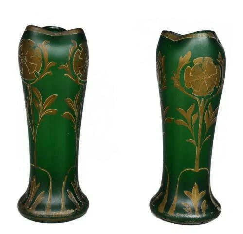 Vase de décoration Art nouveau verts en verre