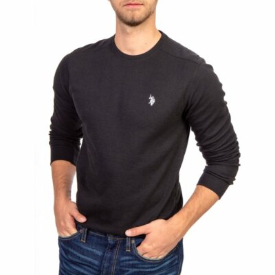 Polo Men's Black Thermal Crew Neck T-Shirt Size XS, S, M, L, 3XL 