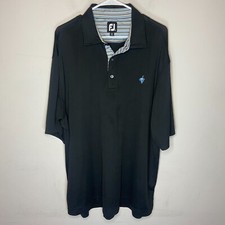 Footjoy Mens XL Polo Shirt Golf Black Performance Stretch Mesh Top Breathable