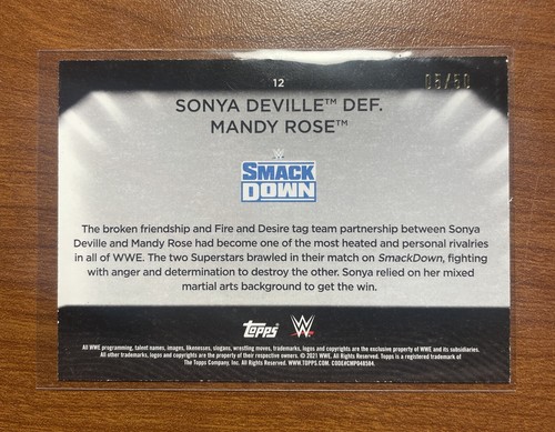 2021 Topps WWE Women's Division Green 5/50 #12 Sonya Deville / Mandy Rose - Picture 2 of 5