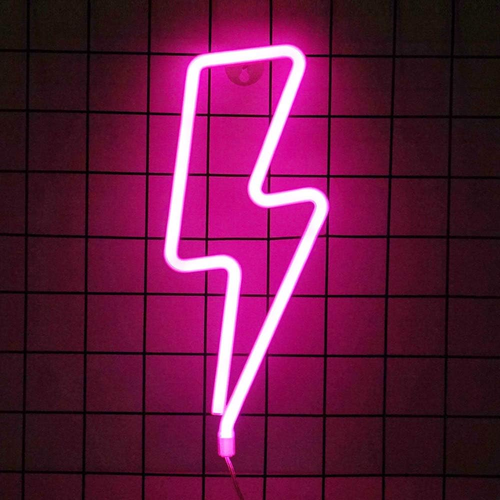 Lightning Neon Sign, Battery or USB Powered LED Night Light for Kids Room, Pink - Picture 5 of 12