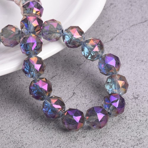 10pcs Colorful Round 10mm Triangular Facets Faceted Crystal Glass Loose Beads - Picture 12 of 28