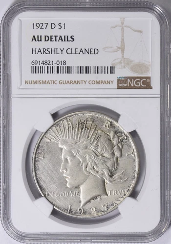 1927 D Peace Silver Dollar $1 NGC AU Details