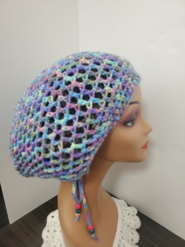 Handmade Dragonfly Crochet Dreadlock Tam with drawstring Slouchy Hat - Foto 2 di 8