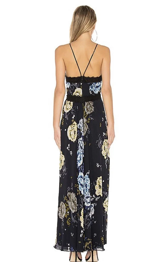 Maxi Vestido Jill Stuart Estampado Floral Azul Marino Estampado Margarita Foto 4 de 4