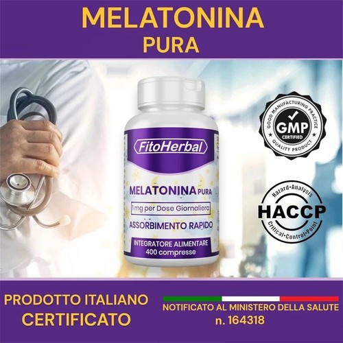 MELATONINA PURA FORTE Alto Dosaggio 400 Mini Cp per Sonno Naturale E Ristoratore - Foto 10 di 14
